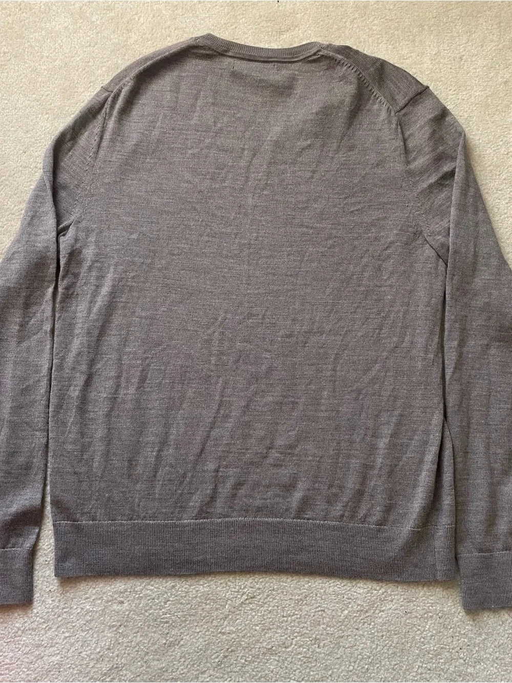 Banana Republic Mens Merino V-Neck Sweater Med Light Brown 100% Wool Lightweight